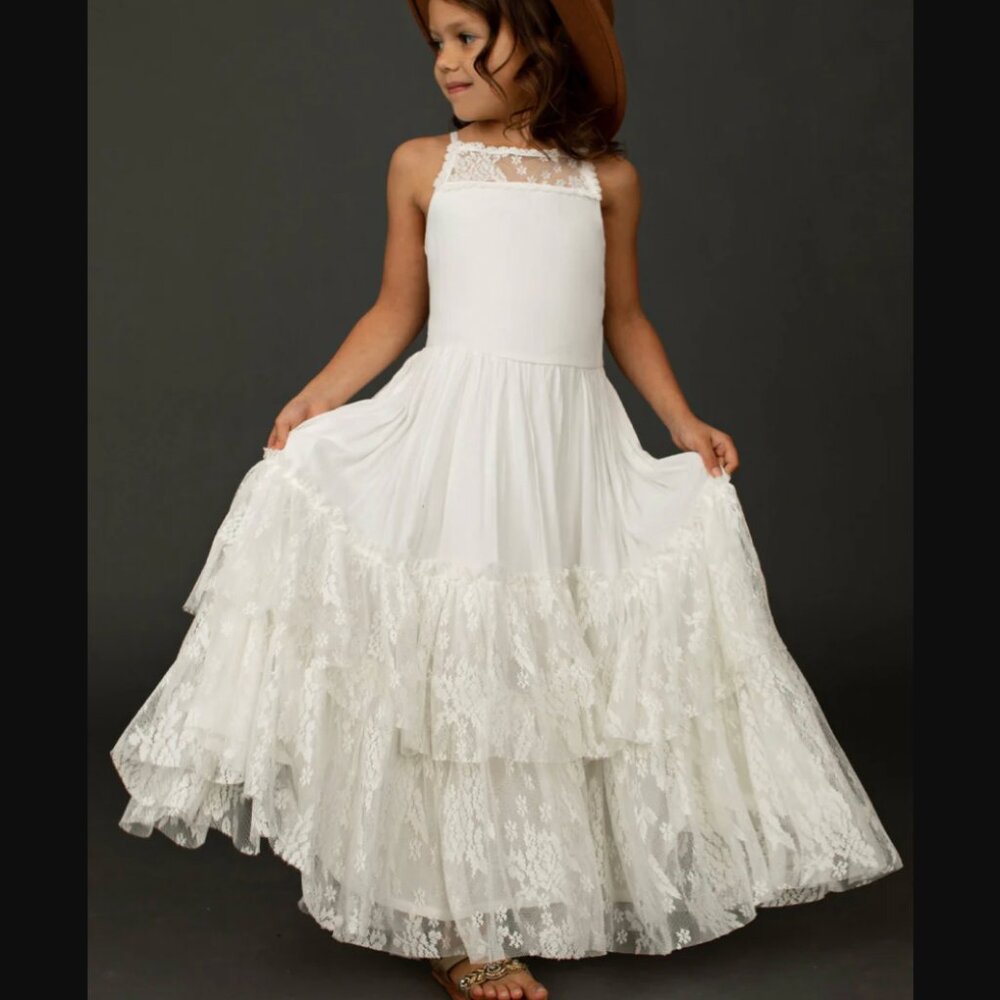 NWT Joyfolie Catrin Dress in White, Girls 3